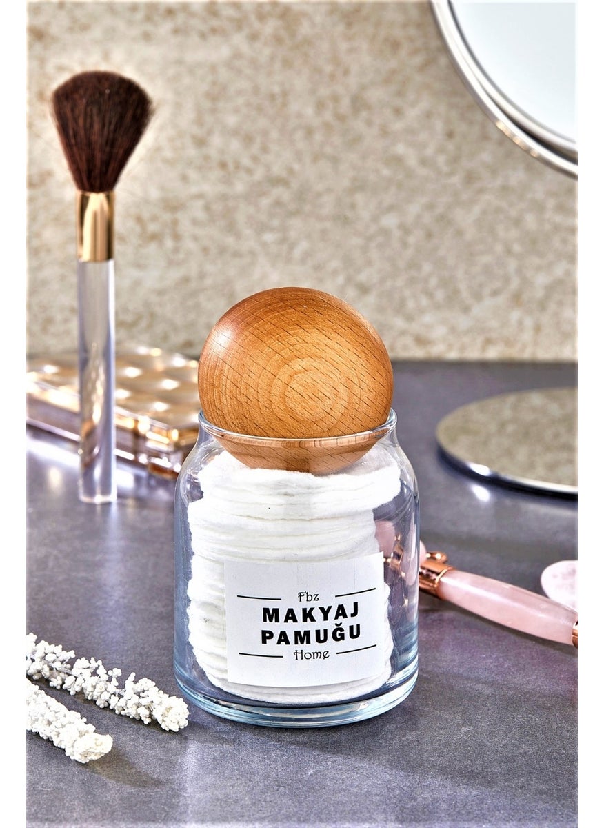 Fbz Home Glass Makeup Cotton Organizer with Top Cover 300 ml  - Image 1