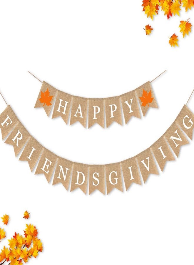 Ozekov 7-gost Burlap Happy Friendsgiving Banner Fall Autumn Friend Party Garland Supplies - Image 2