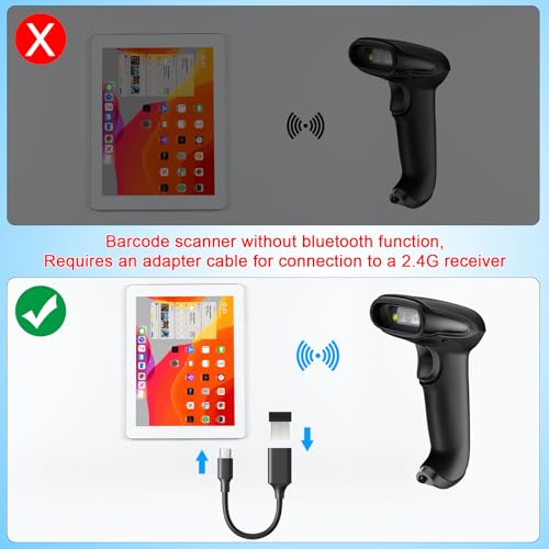 symcode USB Wireless Barcode Scanner with Stand,Symcode Barcode Scanner Versatile 2-in-1 (2.4Ghz Wireless+USB 2.0 Wired) Rechargeable Cordless 1D Barcode Reader Handheld Bar Code Scanner - Image 4