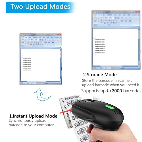 symcode USB Wireless Barcode Scanner with Stand,Symcode Barcode Scanner Versatile 2-in-1 (2.4Ghz Wireless+USB 2.0 Wired) Rechargeable Cordless 1D Barcode Reader Handheld Bar Code Scanner - Image 5