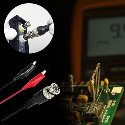 Amadget BNC Q9 to Double Alligator Clip Test Cable Probe Leads Oscilloscope Test (Pack of 2) - Image 5
