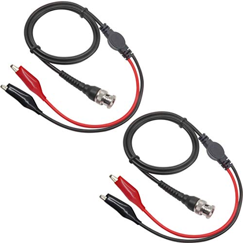 Amadget BNC Q9 to Double Alligator Clip Test Cable Probe Leads Oscilloscope Test (Pack of 2) - Image 1