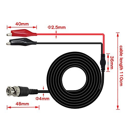 Amadget BNC Q9 to Double Alligator Clip Test Cable Probe Leads Oscilloscope Test (Pack of 2) - Image 2