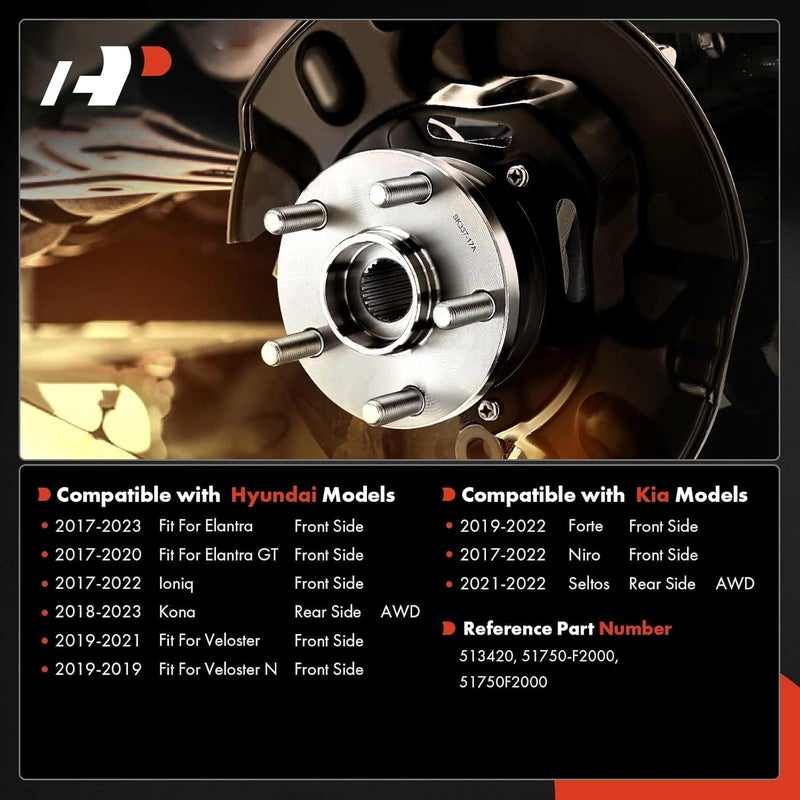 A-Premium Front or Rear Wheel Bearing and Hub Assembly for Hyundai & Kia (2017-2023) - Image 2