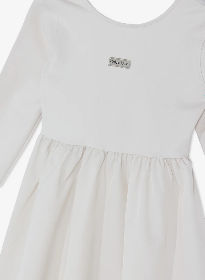 Calvin Klein Jeans light beige Youth Logo Mini Fit & Flare Dress for Women | Best Price UAE