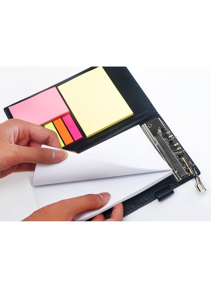 Sticky Notes Notebooks Colored  Markers Bundle Set, Rectangular Notes and Index Tabs Flags Organizer, W/Fashion Ballpoint Pen, Leather Look Design Holder,Office and Teacher Gift - Image 3
