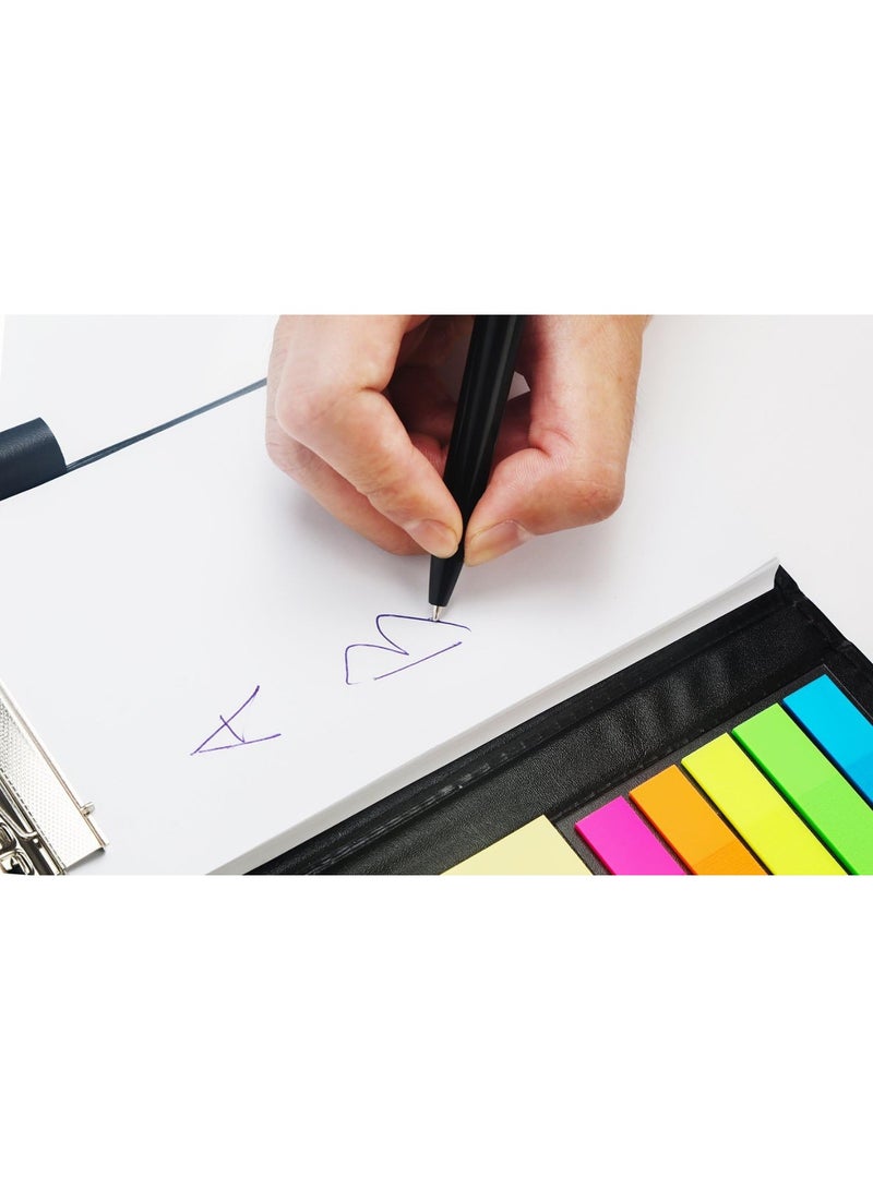 Sticky Notes Notebooks Colored  Markers Bundle Set, Rectangular Notes and Index Tabs Flags Organizer, W/Fashion Ballpoint Pen, Leather Look Design Holder,Office and Teacher Gift - Image 4