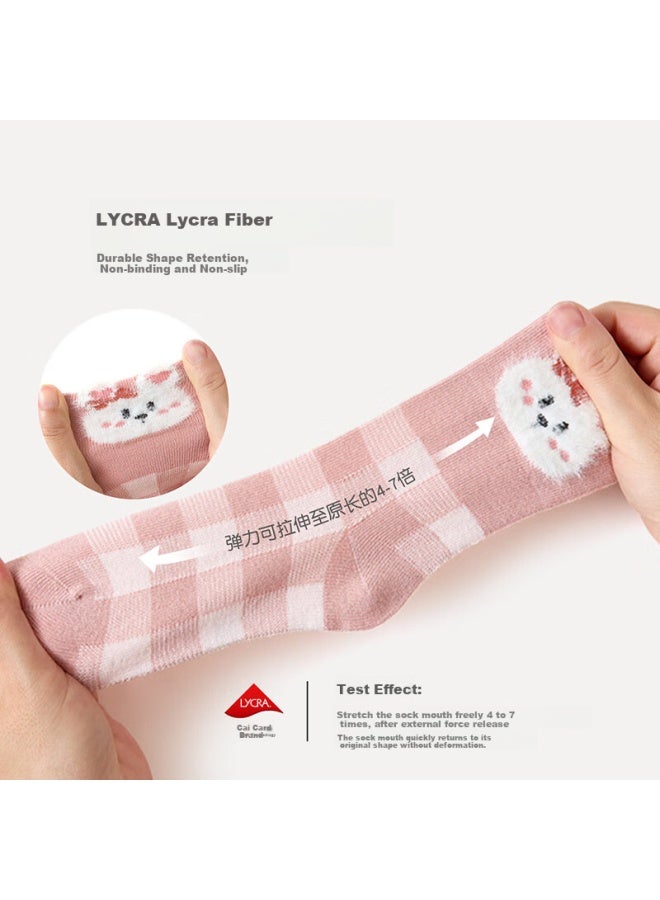 Flag Platinum Qibo Socks Rabbit Cherry Children's Mid-calf Socks (5 Pairs) XL Size - (recommended Foot Length 20-22cm, Ages 9-12) - Image 2