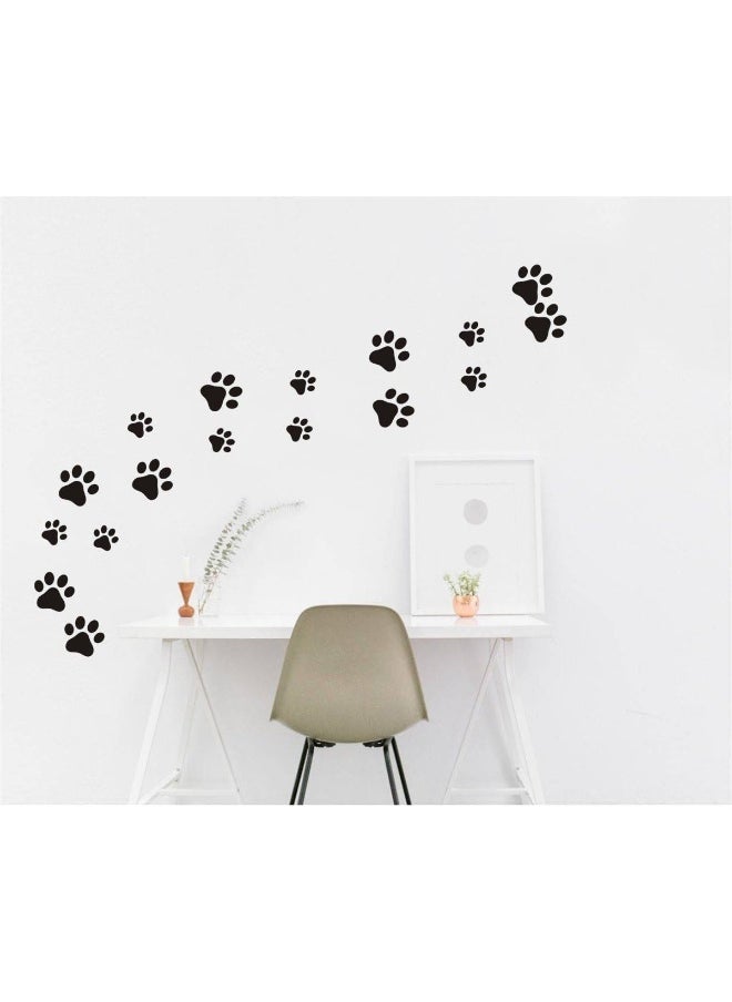 JURUOXIN 49 Pieces/Set Dog Paws Wall Decals Vinyl Pawprints Sticker Animal Footprint Wall Art Decoration for Kids Boy Girl Baby Nursery Bedroom Living Room Animal Tracks Decor YMX21 (Black)  - Image 3