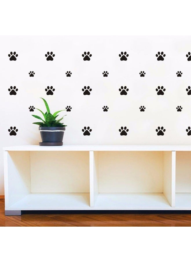 JURUOXIN 49 Pieces/Set Dog Paws Wall Decals Vinyl Pawprints Sticker Animal Footprint Wall Art Decoration for Kids Boy Girl Baby Nursery Bedroom Living Room Animal Tracks Decor YMX21 (Black)  - Image 4