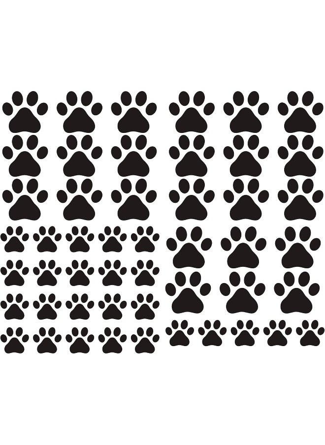JURUOXIN 49 Pieces/Set Dog Paws Wall Decals Vinyl Pawprints Sticker Animal Footprint Wall Art Decoration for Kids Boy Girl Baby Nursery Bedroom Living Room Animal Tracks Decor YMX21 (Black)  - Image 1