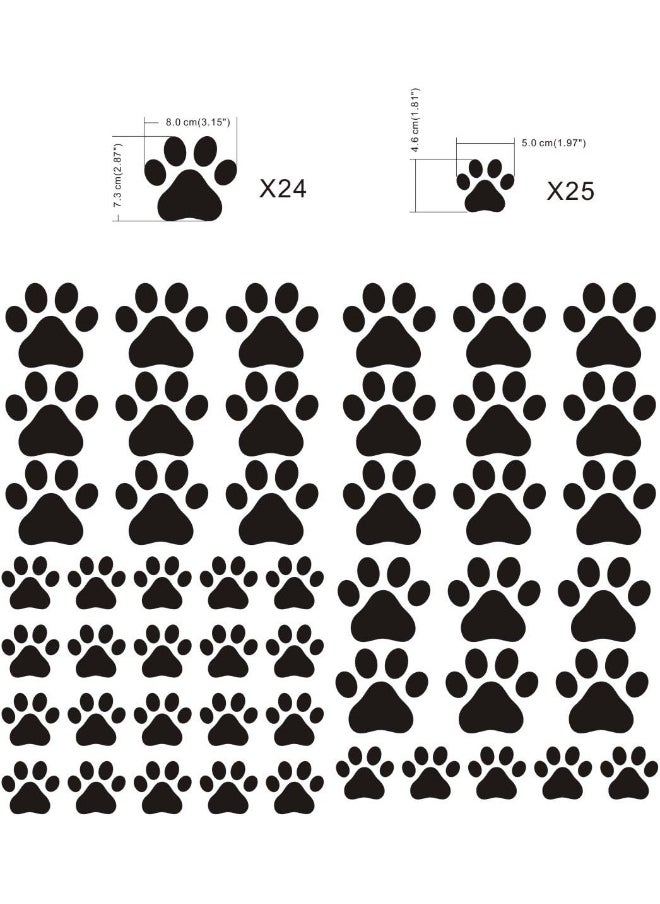 JURUOXIN 49 Pieces/Set Dog Paws Wall Decals Vinyl Pawprints Sticker Animal Footprint Wall Art Decoration for Kids Boy Girl Baby Nursery Bedroom Living Room Animal Tracks Decor YMX21 (Black)  - Image 5