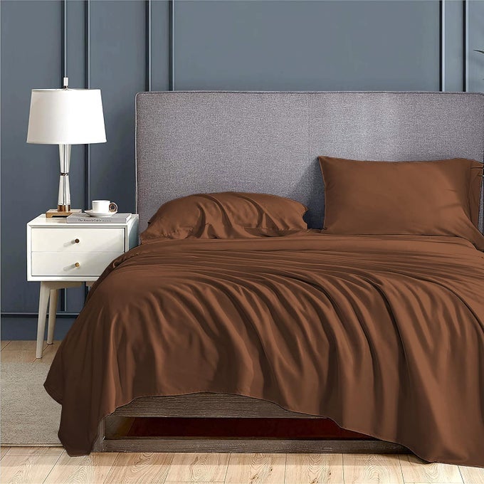 500TC SUPER SOFT ELEGANT COLORS BEDSHEET 100 EGYPTIAN COTTON CHOCOLATE BROWN SUPER KING SIZE 108 X 110 2 PEICE PILLOW COVER SIZE18X28