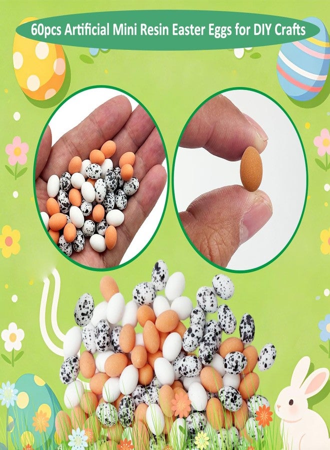 Suartus Mini Easter Eggs for Crafts, 60Pcs Artificial Miniature Eggs Fake Resin Chicken Bird Eggs for DIY Crafts Easter Spring Party Decorations Photo Props Table Garden Outdoor Bird Nest Decor - Image 2
