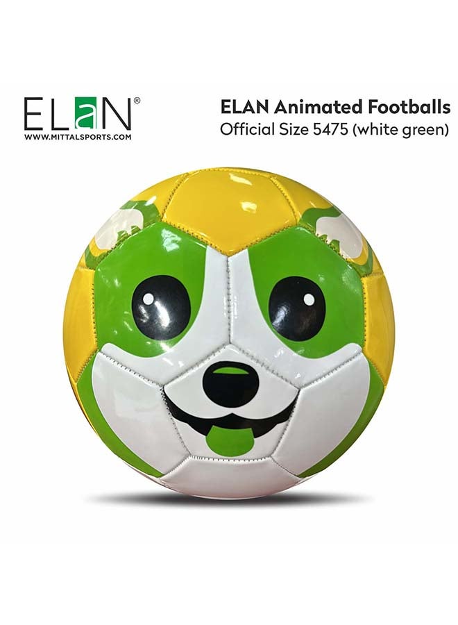 Elan Animated Football Official Size White & Green – Durable PVC Soccer Ball with Printed Graphics for Training, School and Recreational Outdoor Play - Image 2