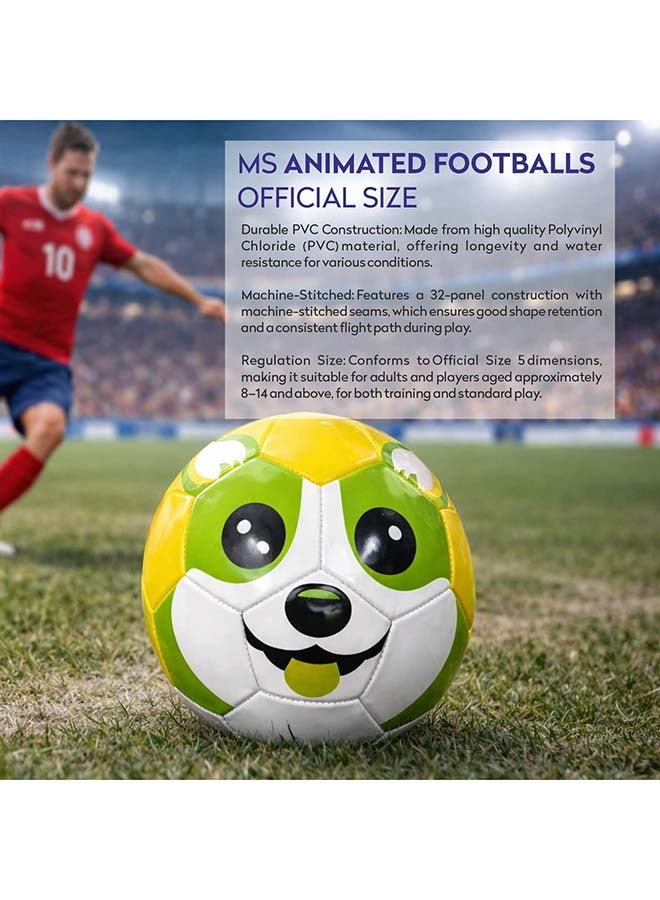 Elan Animated Football Official Size White & Green – Durable PVC Soccer Ball with Printed Graphics for Training, School and Recreational Outdoor Play - Image 3