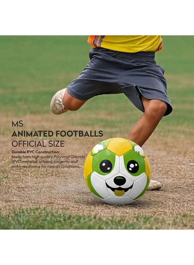 Elan Animated Football Official Size White & Green – Durable PVC Soccer Ball with Printed Graphics for Training, School and Recreational Outdoor Play - Image 4