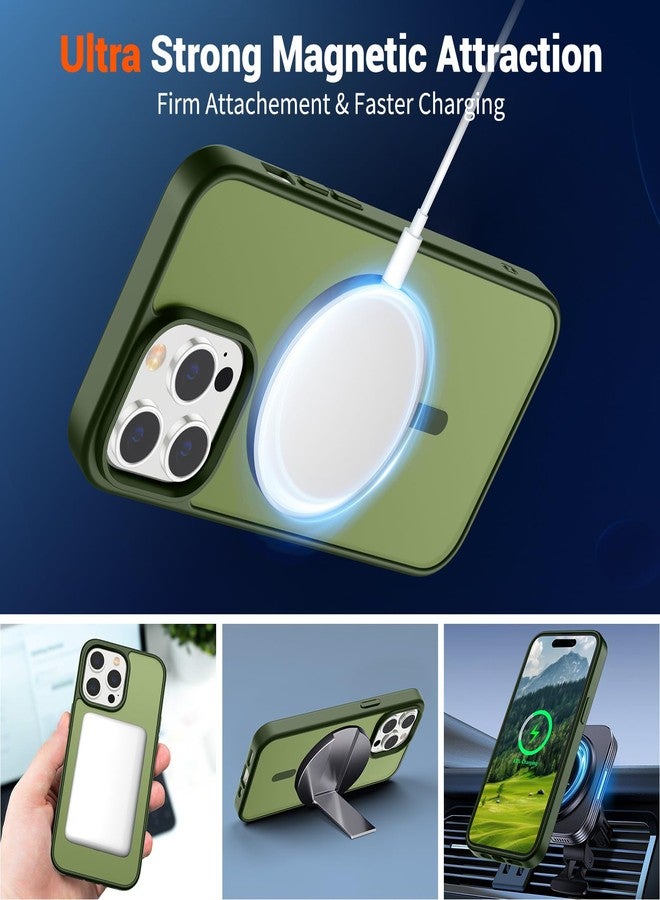 SUPFINE Magnetic for iPhone 14 Pro Case (Compatible with MagSafe) (Military Grade Drop Protection) Slim Translucent Matte Shockproof with Anti-Fingerprint Phone Case,Cangling Green - Image 5