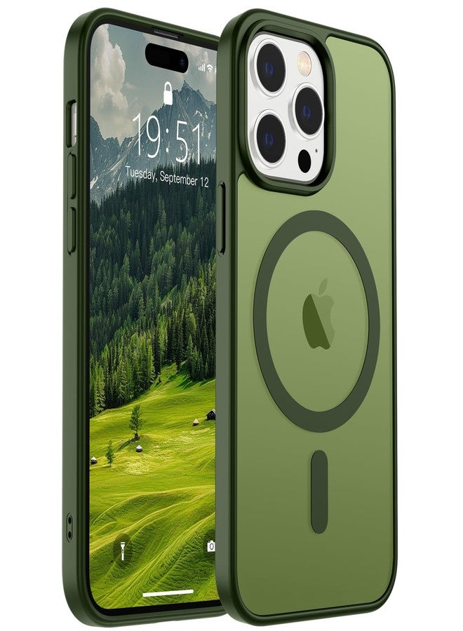 SUPFINE Magnetic for iPhone 14 Pro Case (Compatible with MagSafe) (Military Grade Drop Protection) Slim Translucent Matte Shockproof with Anti-Fingerprint Phone Case,Cangling Green - Image 1