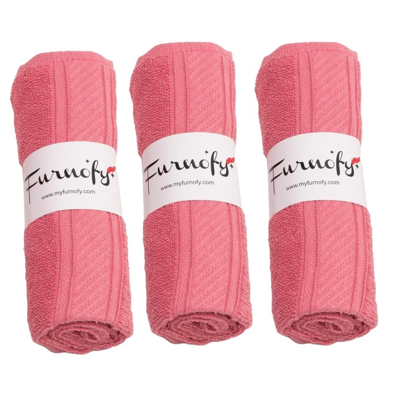 Furnofy 450 GSM Hand Towel Set of 3 Soft, Absorbent & Quick Dry Towel for Gym, Home, Kitchen, Pool, Travel - (40x60 cm, Pink) - Image 1