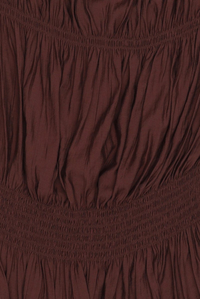 Threadbare Women Boat Neck Cap Sleeve Shirred Top, Chocolate - Image 5