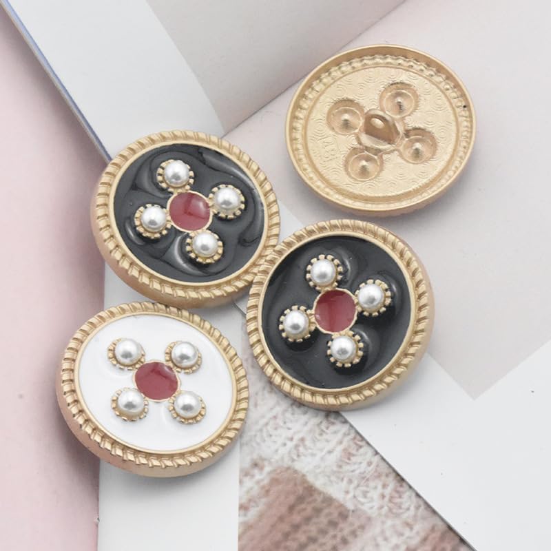 18/23/25/30mm 10pcs Black White Pearl Flower Buttons Coat Pearl Buttons for Sewing(White,40L=25.0MM) - Image 2