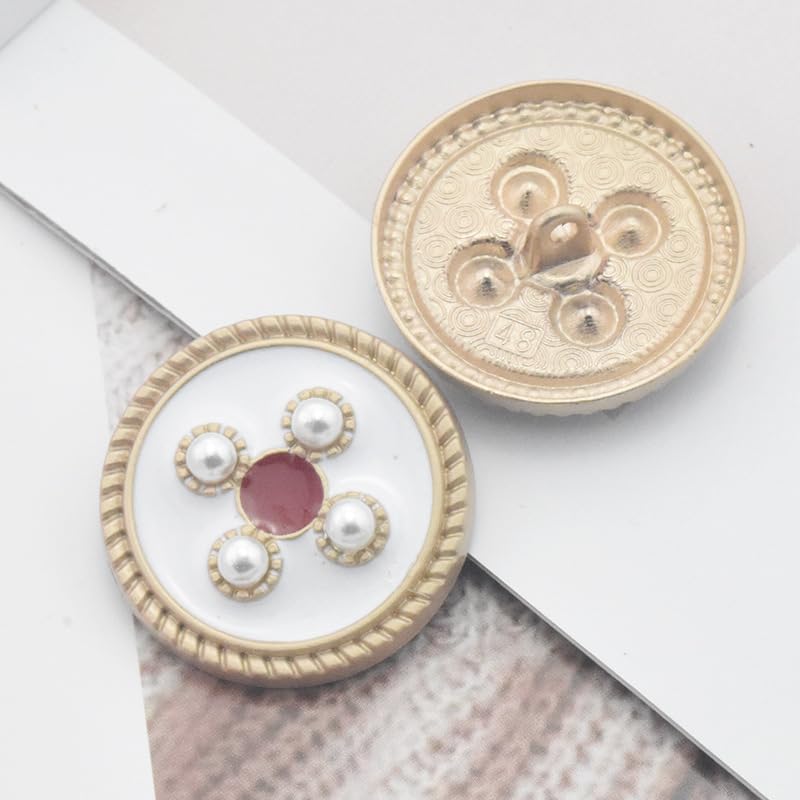 18/23/25/30mm 10pcs Black White Pearl Flower Buttons Coat Pearl Buttons for Sewing(White,40L=25.0MM) - Image 1