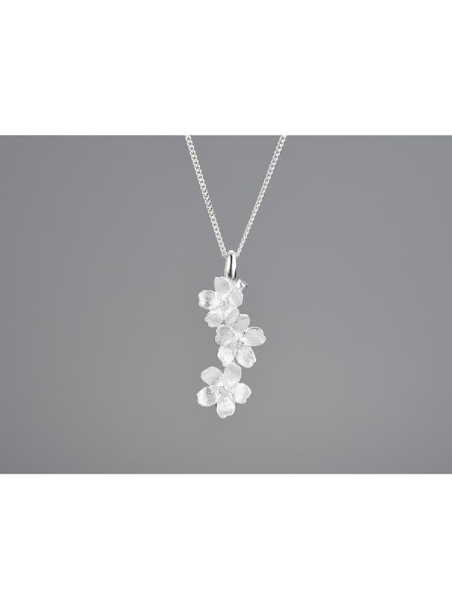 Forget-me-not Vertical S925 Women's Jewelry Sterling Silver Pendant Fresh Handmade Design Data Package Pastoral Necklace Silver