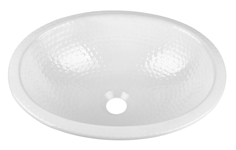 Monarch Abode Bathroom Sink 17Inch Oval Drop In Bathroom Sink Top Mount Hand Hammered Classic White Vanity Sinks for Countertop Powder Room Guest Bath or Restroom Drop in Sinks for Bathrooms