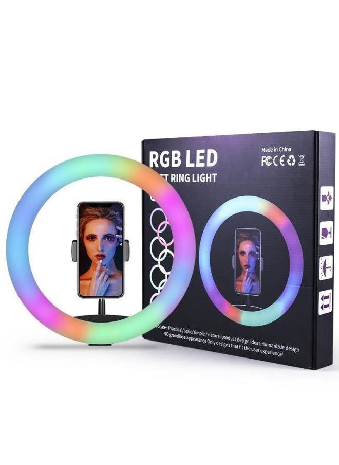 Generic Desktop 26CM Mobile Phone Fill Light Net Red Live Video Photo LED Ring Beauty Light 10 Inch Skin Rejuvenation Light-Specifications:10inch Lamp Rbg Version  - Image 1