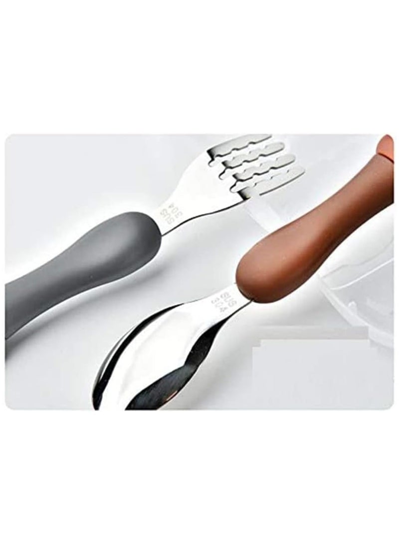 NANAO Toddler Utensils Set, 3PCS Kids Cutlery Sets Children's Portable Tableware Spoon & Fork Set with Plastic Case 304 Stainless Steel BPA Free Dishwasher Safe (Chicken, Bear, Bunny) - Image 3