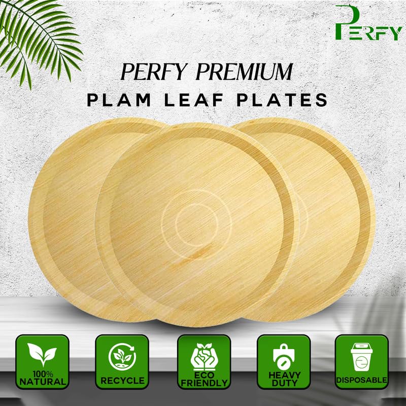 Perfy 12 Inch Areca Palm Leaf Round Plates Natural and Biodegradable Disposable EcoFriendly PlatesDinnerware Plate for Party Wedding Event Plates 30cm100Pack - Image 2