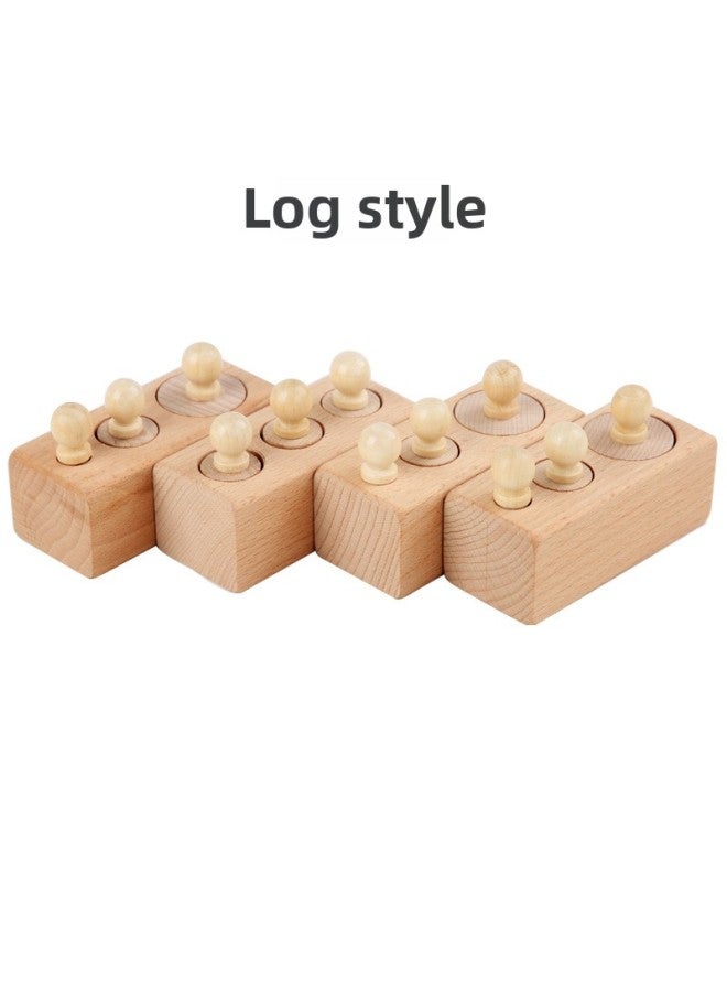 Wooden Mini Beech Socket Cylinder Young Children Montessori Early Education Size Matching Hand-Eye Coordination Science And Education Toy-Color:Log-mini Plug Cylinder - Image 1