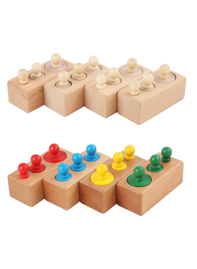 Wooden Mini Beech Socket Cylinder Young Children Montessori Early Education Size Matching Hand-Eye Coordination Science And Education Toy-Color:Log-mini Plug Cylinder - Image 2