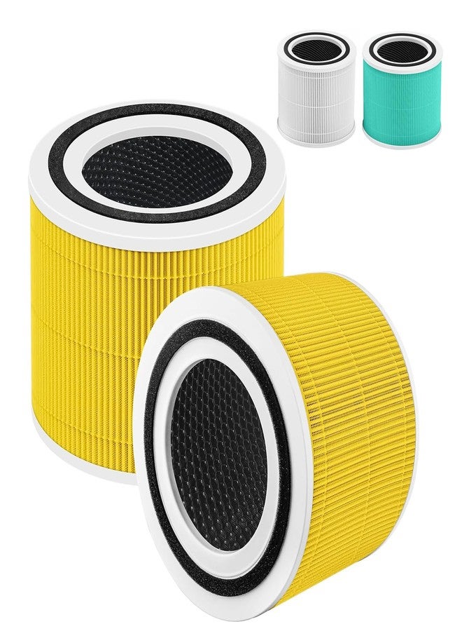 FilledwithLove Core 300 Core 300s Filter Compatible with LEVOIT Core 300 and Core 300S VortexAir Air Purifier, Core 300-RF and Core P350 3-in-1 Hepa Filter, Part No. Core 300-RF and Core P350-RF, 2 Pack yellow - Image 1