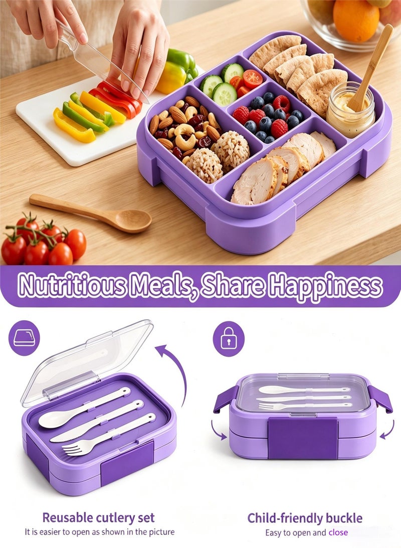 Topyich 5-Compartment Lunch Box for Kids, 1000ML Food Grade Bento Box, Microwave Safe Leakproof Lunch Container for School,Picnics - Image 4