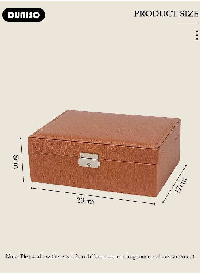 DUNISO Jewelry Box for Women, Large Capacity Double Layer Display Jewellery Organizer with Removable Tray & Partition, PU Leather Jewellery Storage Case, Travel Jewel Holder Cabinet for Earing, Necklace, Bracelet, Rings  - Image 5