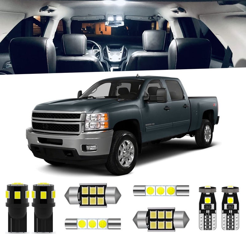ENDPAGE 12Pieces White Interior LED Light Kit for Chevrolet SilveradoGMC Sierra 2007 2008 2009 2010 2011 2012 2013 Interior LED Lighting Package Cargo Lights License Plate Lights Install Tool