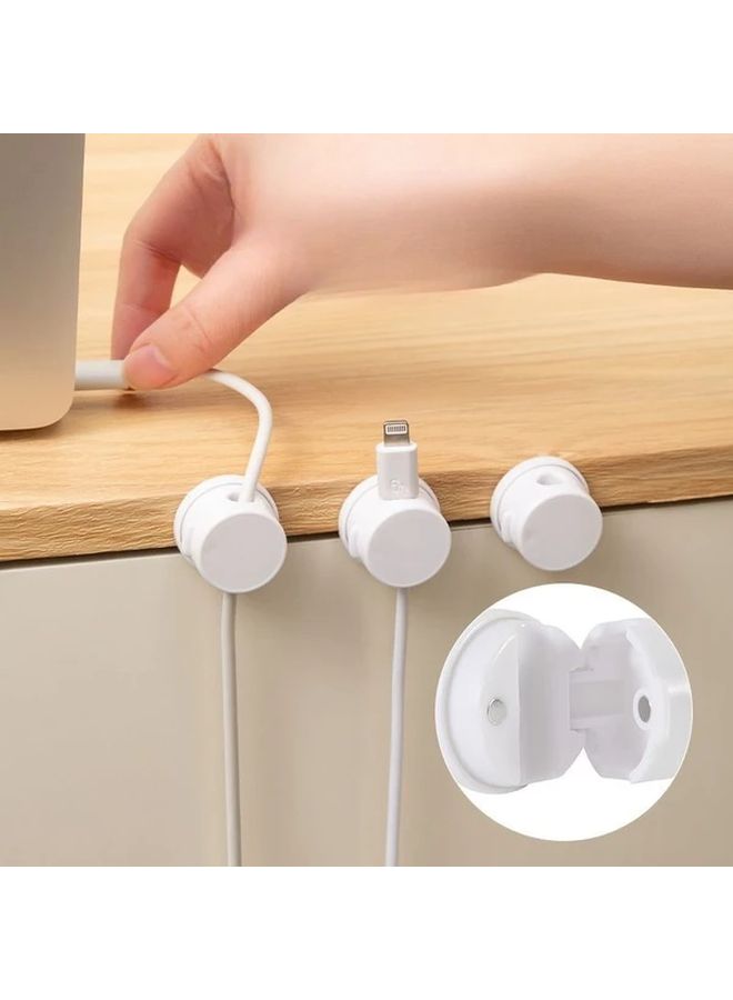 Rotatable Cable Organizer 2Pcs Desktop Cord Management Clip with Magnetic Suction Black - Image 2