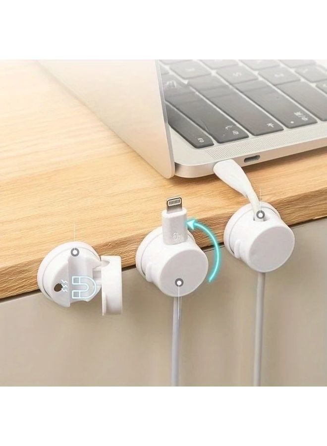 Rotatable Cable Organizer 2Pcs Desktop Cord Management Clip with Magnetic Suction Black - Image 4