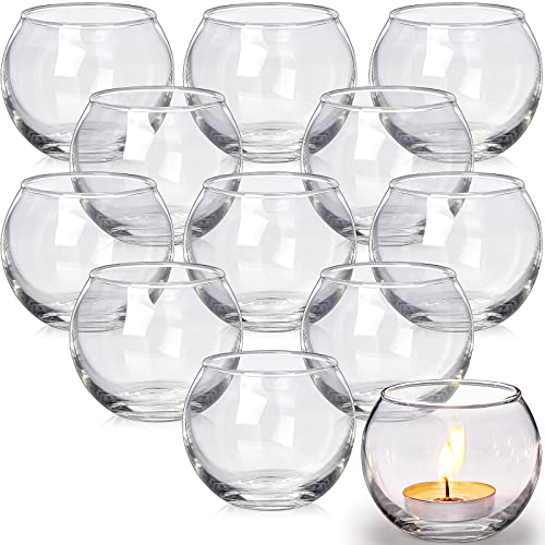 Lamorgift Glass Tealight Candle Holder Set of 12 Round Clear Votive Candle Holders for Table Decor Party Wedding Decorations