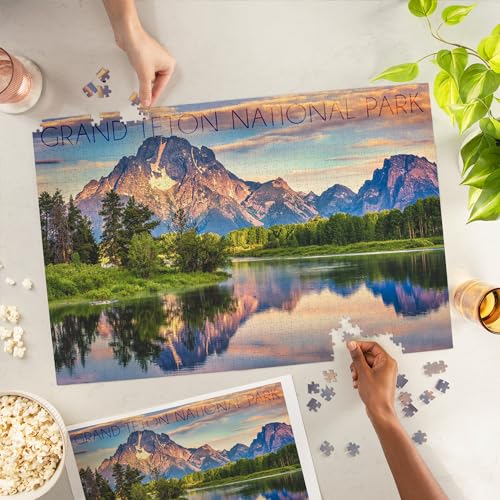 Lantern Press Grand Teton National Park Wyoming Sunrise and Snake River 1000 Piece Jigsaw Puzzle for Adults Made in USA with Reference Poster - Image 5