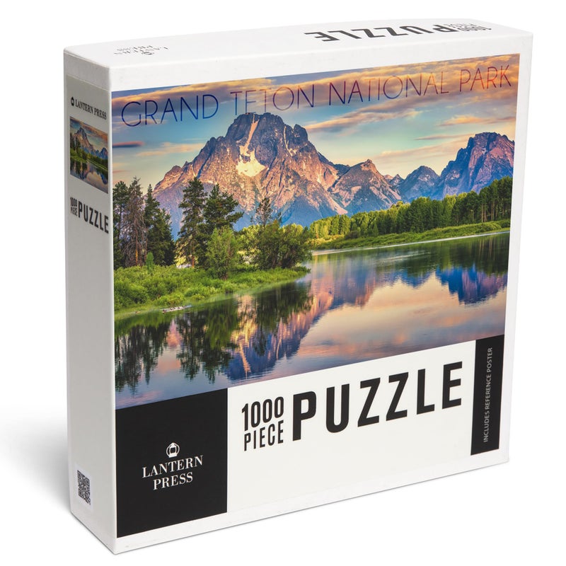 Lantern Press Grand Teton National Park Wyoming Sunrise and Snake River 1000 Piece Jigsaw Puzzle for Adults Made in USA with Reference Poster - Image 3