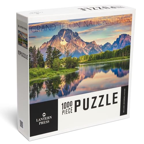 Lantern Press Grand Teton National Park Wyoming Sunrise and Snake River 1000 Piece Jigsaw Puzzle for Adults Made in USA with Reference Poster - Image 1