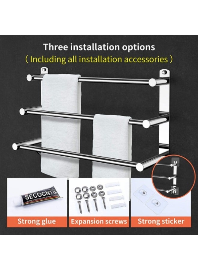 GGEROU Bathroom Towel Rack Set with 3 Hook,304 Stainless Steel Towel Bar, 3 Layer - Image 4