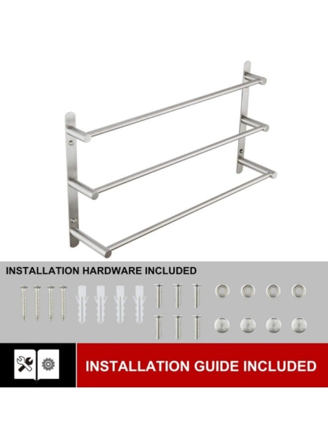 GGEROU Bathroom Towel Rack Set with 3 Hook,304 Stainless Steel Towel Bar, 3 Layer - Image 2
