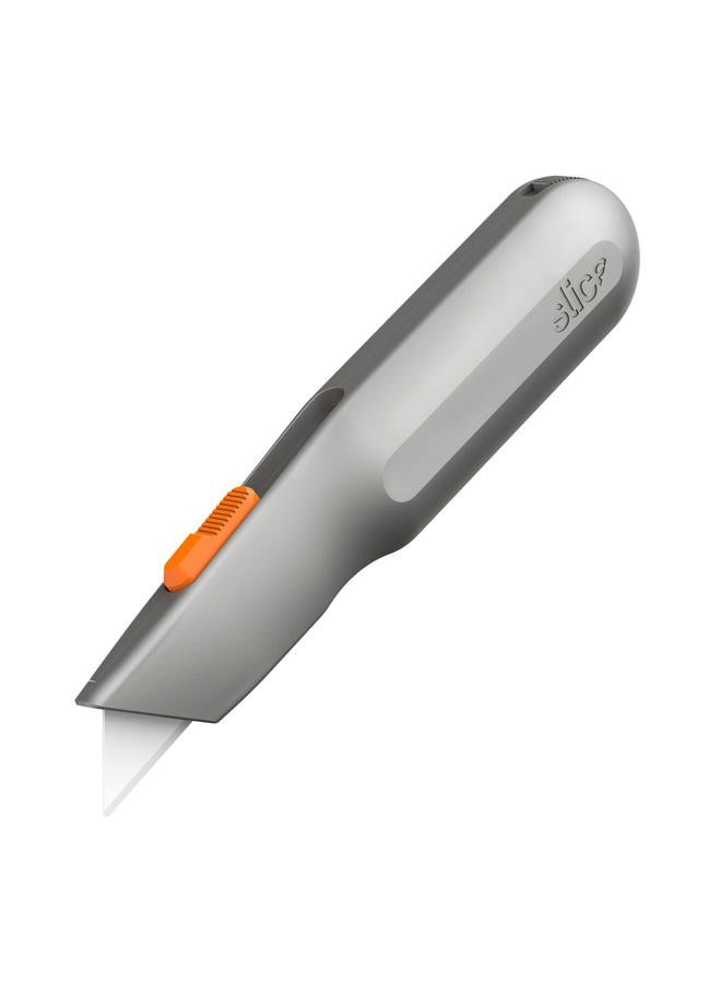 Slice 10490 Utility Knife, Finger Friendly Ceramic, 3 Cutting Depths, Heavy Metal Handle, Comfortable Grip, Stores Extra, Ambidextrous, Easy Change, Locking Blade, Silver - Image 1