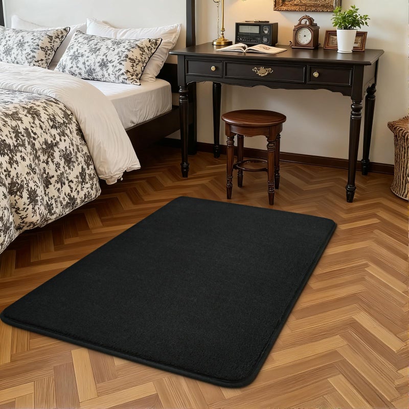 HOMORE 2x3 Small Black Rug, Soft Memory Foam Rugs for College Dorm, Throw Bedside Rug for Bedroom, Non Slip Washable Rugs for Indoor Entryway Entrance Kitchen - Image 2