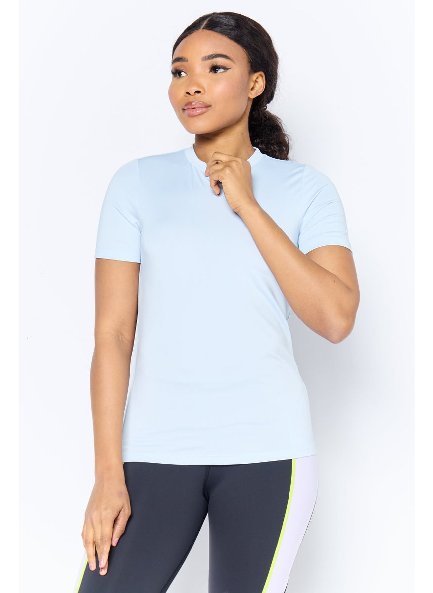 Reebok Women Sportswear FIt Short Sleeve Training T-Shirt, Light Blue  - Image 1