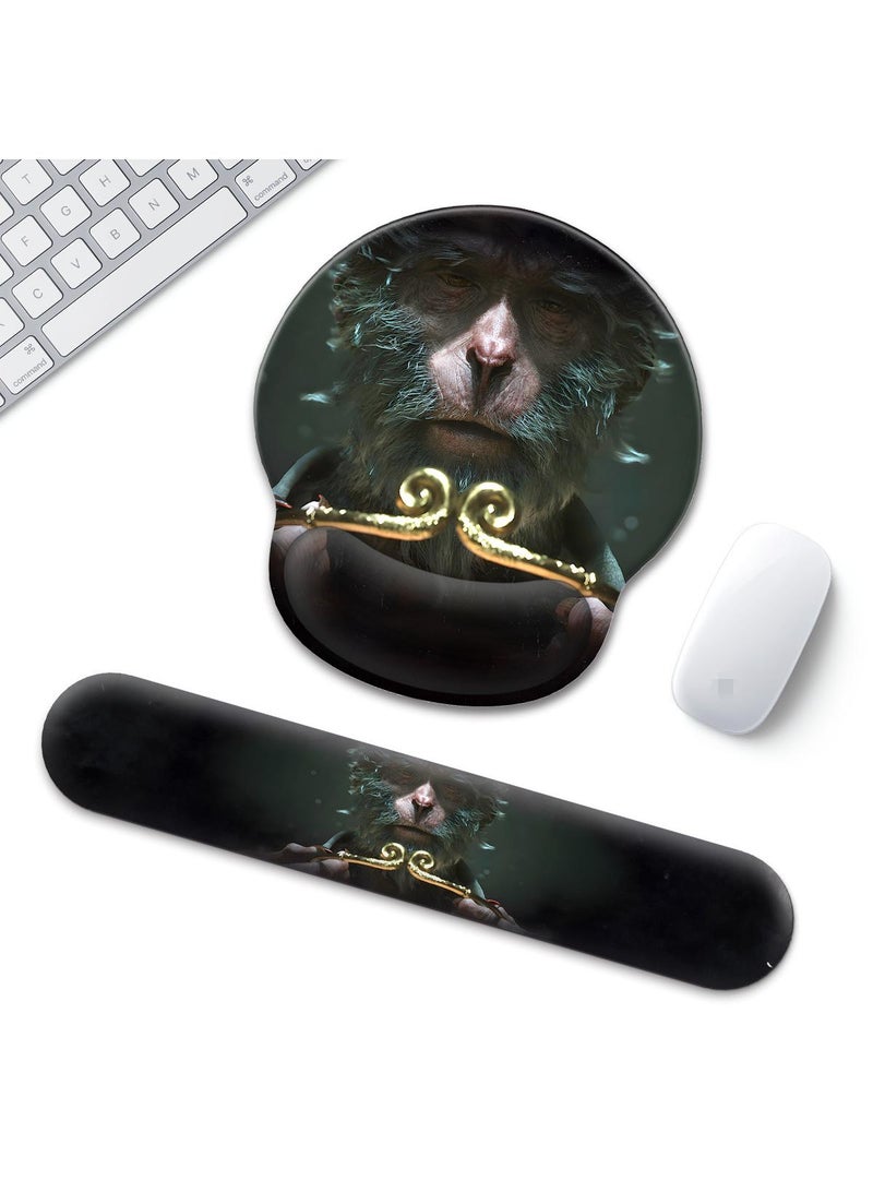 Y&D Black Myth Wukong Enlarged Superfine Fiber Soft Smooth Memory Foam Ergonomic Mouse Pad Keyboard Wrist Rest Comfortable for Desktop Laptop Mac or Gaming Stress Free Typing - Image 1